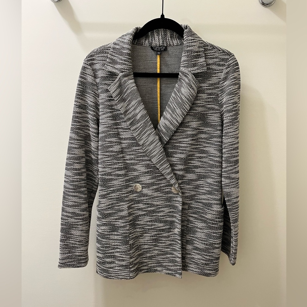Topshop Women’s Black and White Knit Blazer